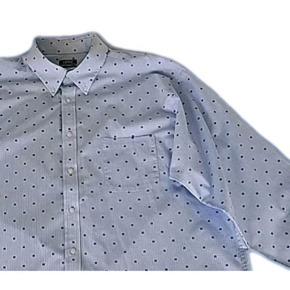 Izod Men's 2XL Long Sleeve Stretch Blue Size 18.5 34/35 Button AOP Blue Crab EUC